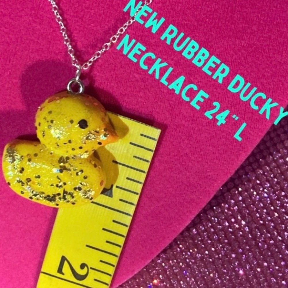 Rubber Ducky Necklace Sterling Silver Glitter Kawaii Lolita Candy Goth Jewelry